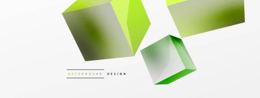 3d vektör soyut arkaplan. Uçan küp kompozisyonu. Duvar kağıdı, afiş, arkaplan veya iniş için moda tekno iş şablonu