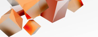 3d vektör soyut arkaplan. Uçan küp kompozisyonu. Duvar kağıdı, afiş, arkaplan veya iniş için moda tekno iş şablonu