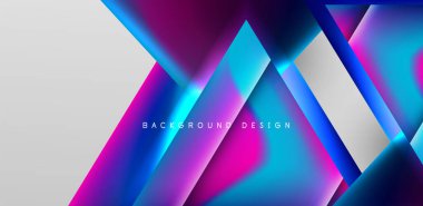 Örtüler, şablonlar, el ilanları, broşürler, afişler için üstüste binen üçgenler ve sıvı gradyanlarla soyut fırın