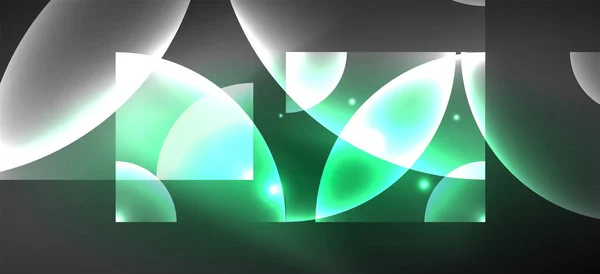 Streszczenie Tła Neonowymi Efektami Świetlnymi Okrągłe Kształty Trójkąty Okręgi Tapeta — Wektor stockowy