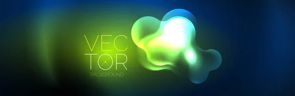 Glowing Neon Lights Abstract Shapes Composition Magic Energy Concept Template — Vector de stock
