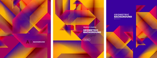 Conjunto Vectorial Fondos Abstractos Carteles Geométricos Formas Coloridas Con Colores — Archivo Imágenes Vectoriales