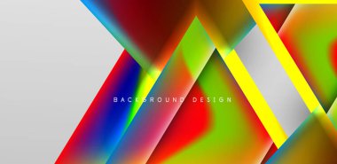 Örtüler, şablonlar, el ilanları, broşürler, afişler için üstüste binen üçgenler ve sıvı gradyanlarla soyut fırın