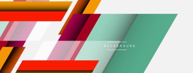 Vektör arkaplanı. Gölge efektli soyut örtüşen renk çizgileri tasarımı. Duvar kağıdı afişi için resim arkaplanı veya iniş sayfası