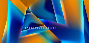 Örtüler, şablonlar, el ilanları, broşürler, afişler için üstüste binen üçgenler ve sıvı gradyanlarla soyut fırın