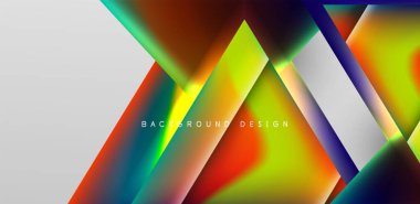 Örtüler, şablonlar, el ilanları, broşürler, afişler için üstüste binen üçgenler ve sıvı gradyanlarla soyut fırın