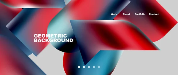 Landing Page Background Template Colorful Plastic Shapes Abstract Composition Vector — Stockový vektor