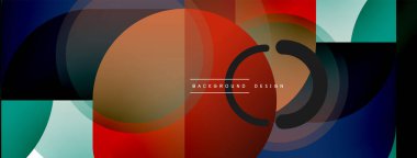 Yuvarlak üçgen çizgileri ve daireleri şekillendirir. Duvar kağıdı afişi arkaplanı veya iniş sayfası için Geometrik vektör çizimi