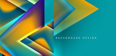 Örtüler, şablonlar, el ilanları, broşürler, afişler için üstüste binen üçgenler ve sıvı gradyanlarla soyut fırın