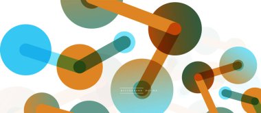 Çizgi noktaları geometrik soyut arkaplan bağlantıları. Çizgilerle birbirine bağlı çemberler. Duvar kağıdı, afiş, arkaplan veya iniş için moda tekno iş şablonu