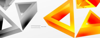 Üçgen soyut arkaplan. 3D vektör temel biçim teknolojisi veya iş konsepti bileşimi. Duvar kağıdı, afiş, arkaplan veya iniş için moda tekno iş şablonu