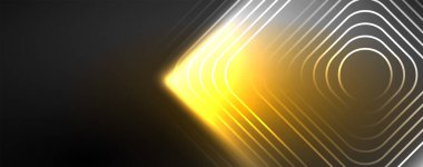 Neon parıldayan tekno çizgiler, yüksek teknolojili soyut arkaplan şablonu. Duvar kağıdı, afiş, arkaplan, broşür, katalog, kapak, broşür