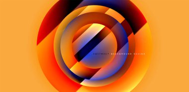 Aydınlık ve gölge efektli parlak ve parlak daireler, geometrik vektör soyut arkaplan