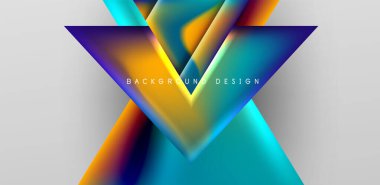 Örtüler, şablonlar, el ilanları, broşürler, afişler için üstüste binen üçgenler ve sıvı gradyanlarla soyut fırın