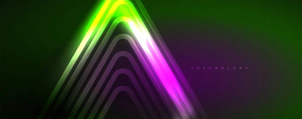 Neonowe Świecące Linie Techno Futurystyczny Abstrakcyjny Szablon Tła Ilustracja Wektora — Wektor stockowy