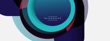 Çember ve yuvarlak şekiller soyut arkaplan. Duvar kağıdı afişi veya iniş sayfası için vektör illüstrasyonu