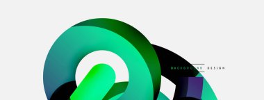 Yuvarlak şekiller daireler ve diğer geometrik şekiller. Duvar kağıdı afişi arkaplan kartı veya iniş sayfası için vektör illüstrasyonu