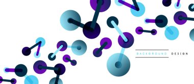 Çizgi noktaları geometrik soyut arkaplan bağlantıları. Çizgilerle birbirine bağlı çemberler. Duvar kağıdı, afiş, arkaplan veya iniş için moda tekno iş şablonu