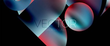 Geometric abstract panorama wallpaper background. Round shapes and circles, metallic color geometric shapes composition