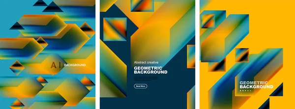 Conjunto Fondos Abstractos Composición Elementos Geométricos Superpuestos Ilustración Vectores Para — Archivo Imágenes Vectoriales