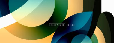Renkli geometrik şekilli soyut arkaplan. Yuvarlak şekilli, daire ve çizgilerle çok güzel bir arka plan. Geometrik tasarım. Vektör illüstrasyonu