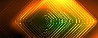 Neon parlak çizgiler ve açılar, sihirli enerji uzay ışığı konsepti. Duvar kağıdı, afiş, arkaplan, broşür, katalog, kapak, broşür
