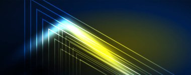 Neon parıldayan tekno çizgiler, yüksek teknolojili soyut arkaplan şablonu. Duvar kağıdı, afiş, arkaplan, broşür, katalog, kapak, broşür