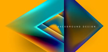 Örtüler, şablonlar, el ilanları, broşürler, afişler için üstüste binen üçgenler ve sıvı gradyanlarla soyut fırın