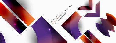 Dinamik bileşim, parlak geometrik şekiller soyut arkaplan. Duvar kağıdı, afiş, arkaplan veya iniş için moda tekno iş şablonu