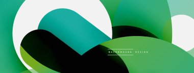 Yuvarlak şekiller daireler ve diğer geometrik şekiller. Duvar kağıdı afişi arkaplan kartı veya iniş sayfası için vektör illüstrasyonu