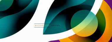 Yaratıcı geometrik duvar kağıdı. Asgari soyut arkaplan. Duvar kağıdı arkaplanı veya iniş sayfası için daire dalga ve yuvarlak şekiller kompozisyon vektör çizimi