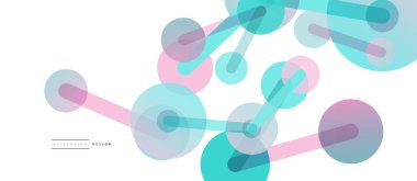 Soyut arkaplan. Yuvarlak noktalar çizgilerle birleşti. Duvar kağıdı, afiş, arkaplan veya iniş için moda tekno iş şablonu