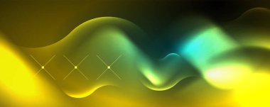 Neon glowing waves, magic energy space light concept, abstract background wallpaper design