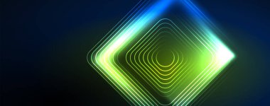 Neon parlak çizgiler ve açılar, sihirli enerji uzay ışığı konsepti. Duvar kağıdı, afiş, arkaplan, broşür, katalog, kapak, broşür