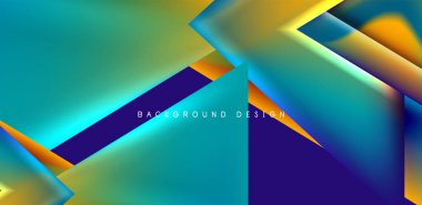 Örtüler, şablonlar, el ilanları, broşürler, afişler için üstüste binen üçgenler ve sıvı gradyanlarla soyut fırın