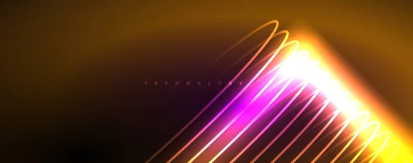 Linii Undă Neon Techno Mișcare Electrică Dinamică Concept Viteză Șabloane — Vector de stoc