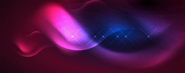 Neon glowing waves, magic energy space light concept, abstract background wallpaper design
