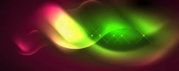 Neon Glowing Waves Magic Energy Space Light Concept Abstract Background — Archivo Imágenes Vectoriales