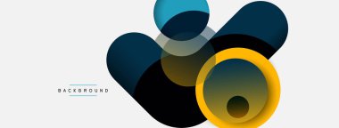 Vektör yuvarlak şekilli daireler minimum geometrik arkaplan. Duvar kağıdı afişi veya iniş sayfası için vektör illüstrasyonu