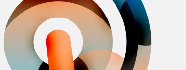 Yuvarlak şekiller daireler ve diğer geometrik şekiller. Duvar kağıdı afişi arkaplan kartı veya iniş sayfası için vektör illüstrasyonu