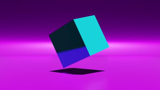 Одиночний Куб Обертається Графіка Руху Анімації Геометричні Циклічні Анімаційні Фонові — стокове відео