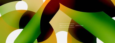 Yuvarlak şekiller daireler ve diğer geometrik şekiller. Duvar kağıdı afişi arkaplan kartı veya iniş sayfası için vektör illüstrasyonu