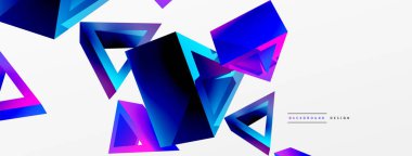 Üçgen soyut arkaplan. 3D vektör temel biçim teknolojisi veya iş konsepti bileşimi. Duvar kağıdı, afiş, arkaplan veya iniş için moda tekno iş şablonu