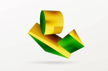 Vektör 3d soyut arkaplan. Şekiller 3 boyutlu üçgen ve silindir. Duvar kağıdı, afiş, arkaplan veya iniş için moda tekno iş şablonu