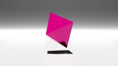 Animated background of gem style 3d geometric shape rotating in the air. 3D motion graphics. Minimalist design geometric loopable video