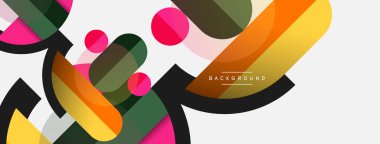 Geometrik şekiller bileşim soyut arkaplan. Çember çizgileri ve dikdörtgenler. Duvar kağıdı afişi veya iniş sayfası için vektör illüstrasyonu