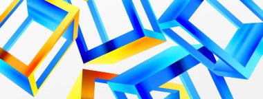 3 boyutlu küp vektör geometrik arkaplanı şekillendirir. Duvar kağıdı, afiş, arkaplan veya iniş için moda tekno iş şablonu