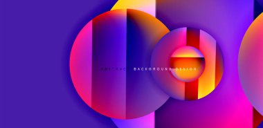 Aydınlık ve gölge efektli parlak ve parlak daireler, geometrik vektör soyut arkaplan