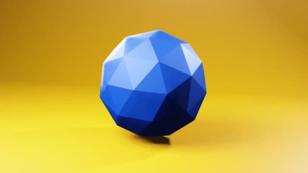 Triangular Poly Sphere Rotating Air Background Motion Graphics Minimalist Geometric — Stock video