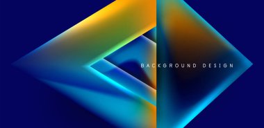 Örtüler, şablonlar, el ilanları, broşürler, afişler için üstüste binen üçgenler ve sıvı gradyanlarla soyut fırın